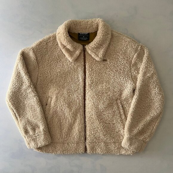 Burton Cream Sherpa Fleece Reversible Full Zip Jacket - Picture 1 of 8